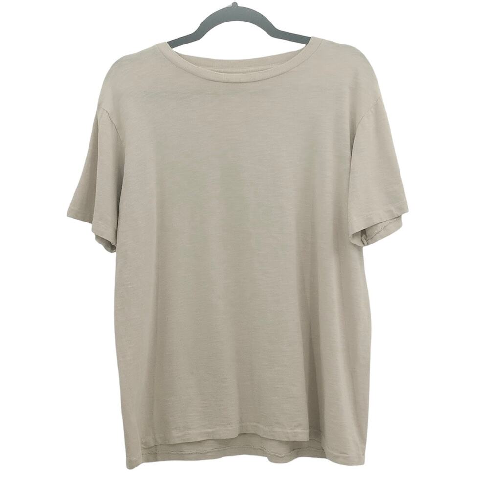 Velva Sheen Rolled Short Sleeve Crew Neck Tee Oatmilk Tan Cotton USA Size Medium